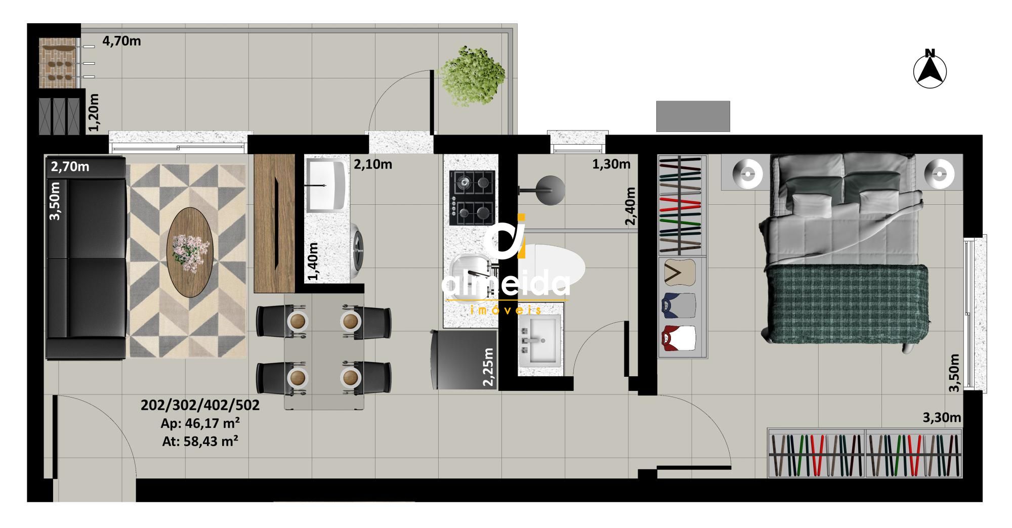 Apartamento, 1 quarto, 46 m² - Foto 4