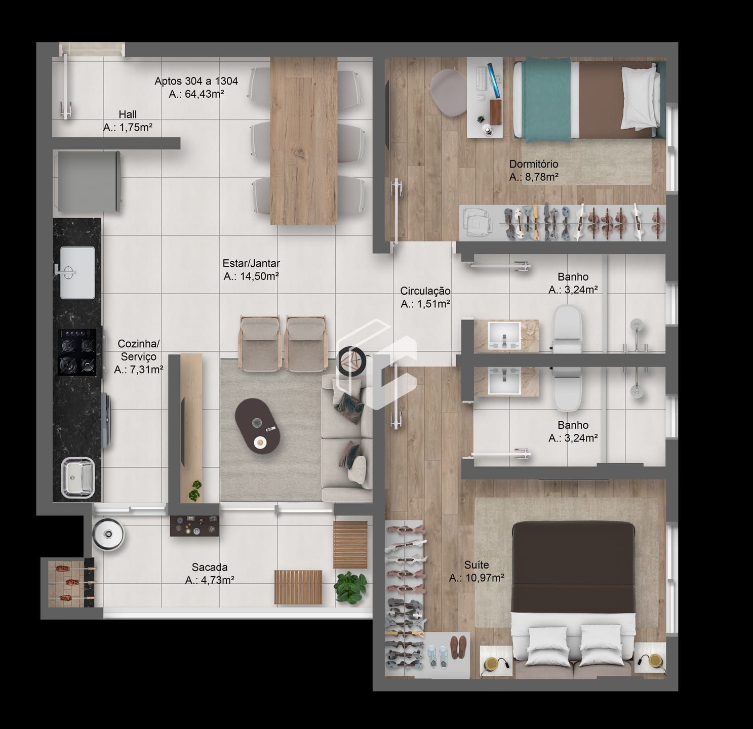 Apartamento, 2 quartos, 64 m² - Foto 15