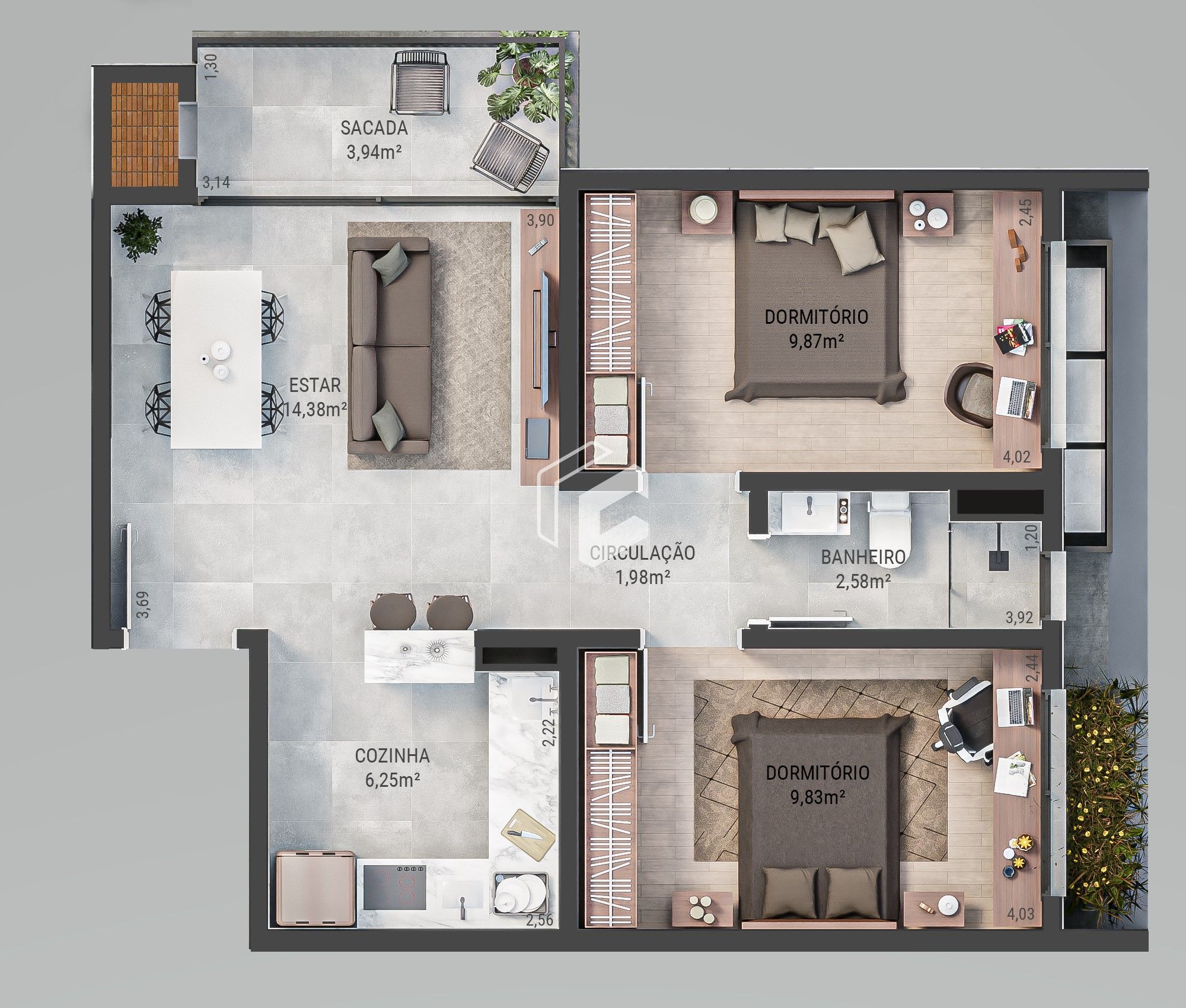 Apartamento, 2 quartos, 67 m² - Foto 2