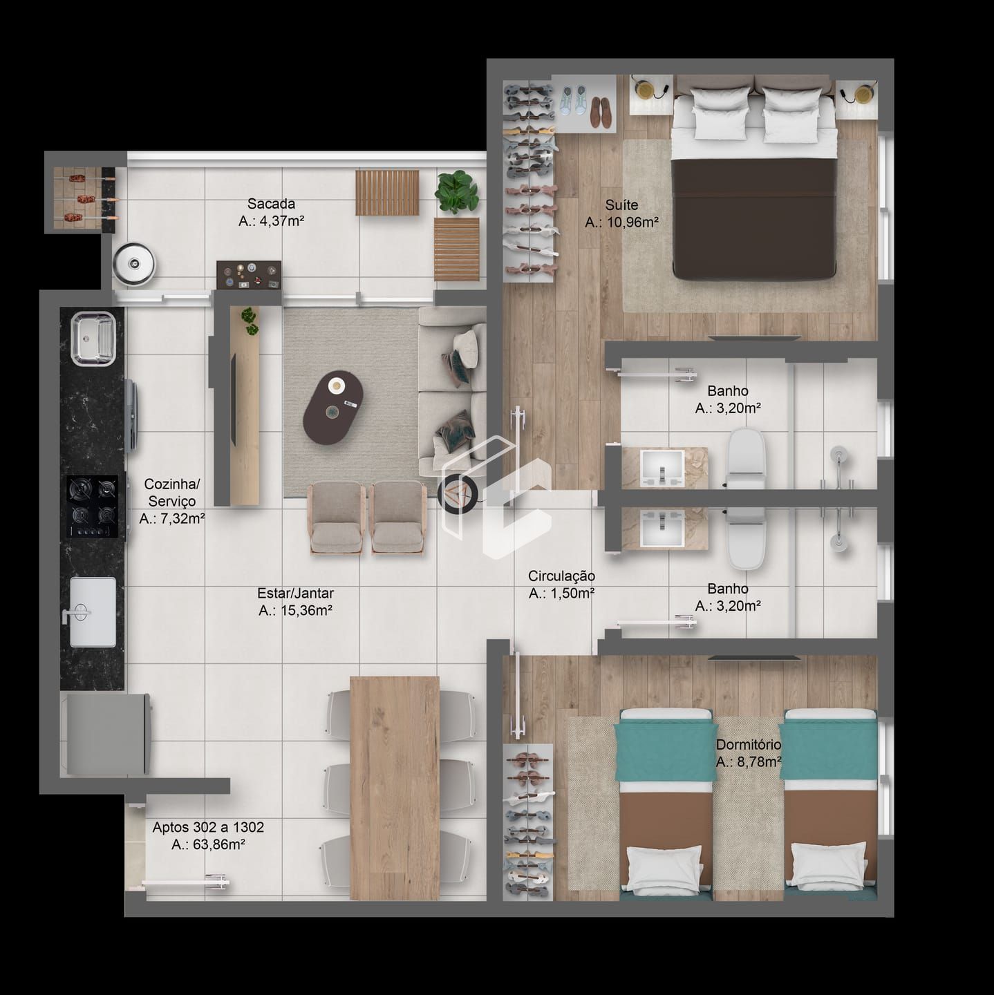 Apartamento, 2 quartos, 63 m² - Foto 15