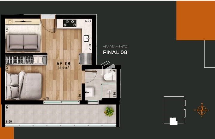 Apartamento à venda com 1 quarto, 33m² - Foto 4