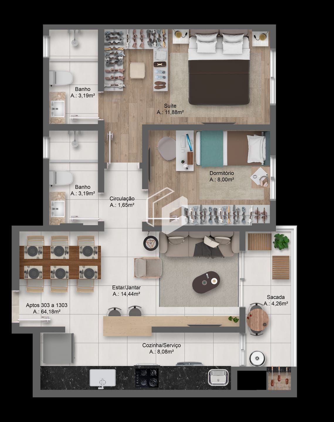 Apartamento, 2 quartos, 64 m² - Foto 15