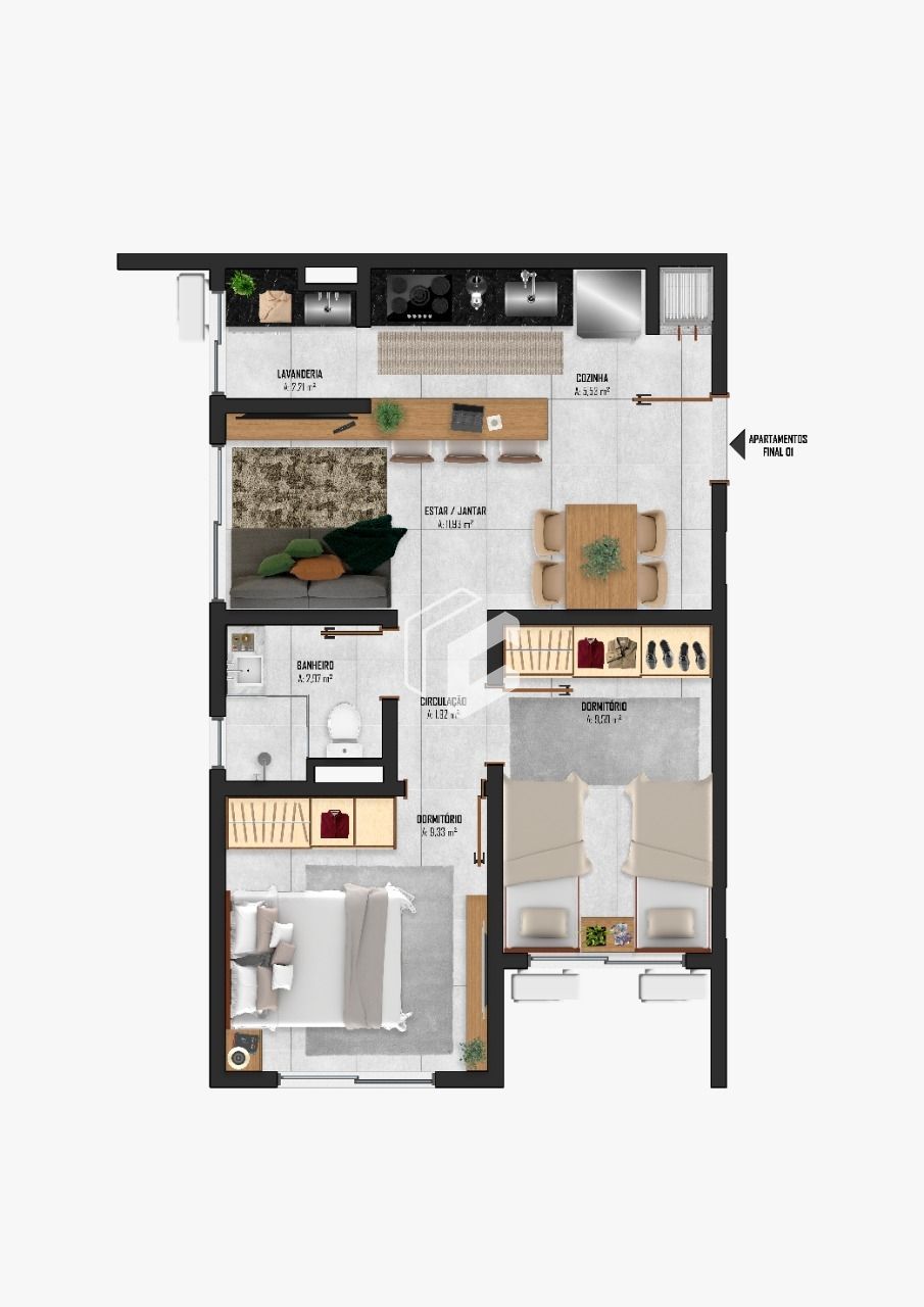 Apartamento à venda com 2 quartos, 56m² - Foto 6