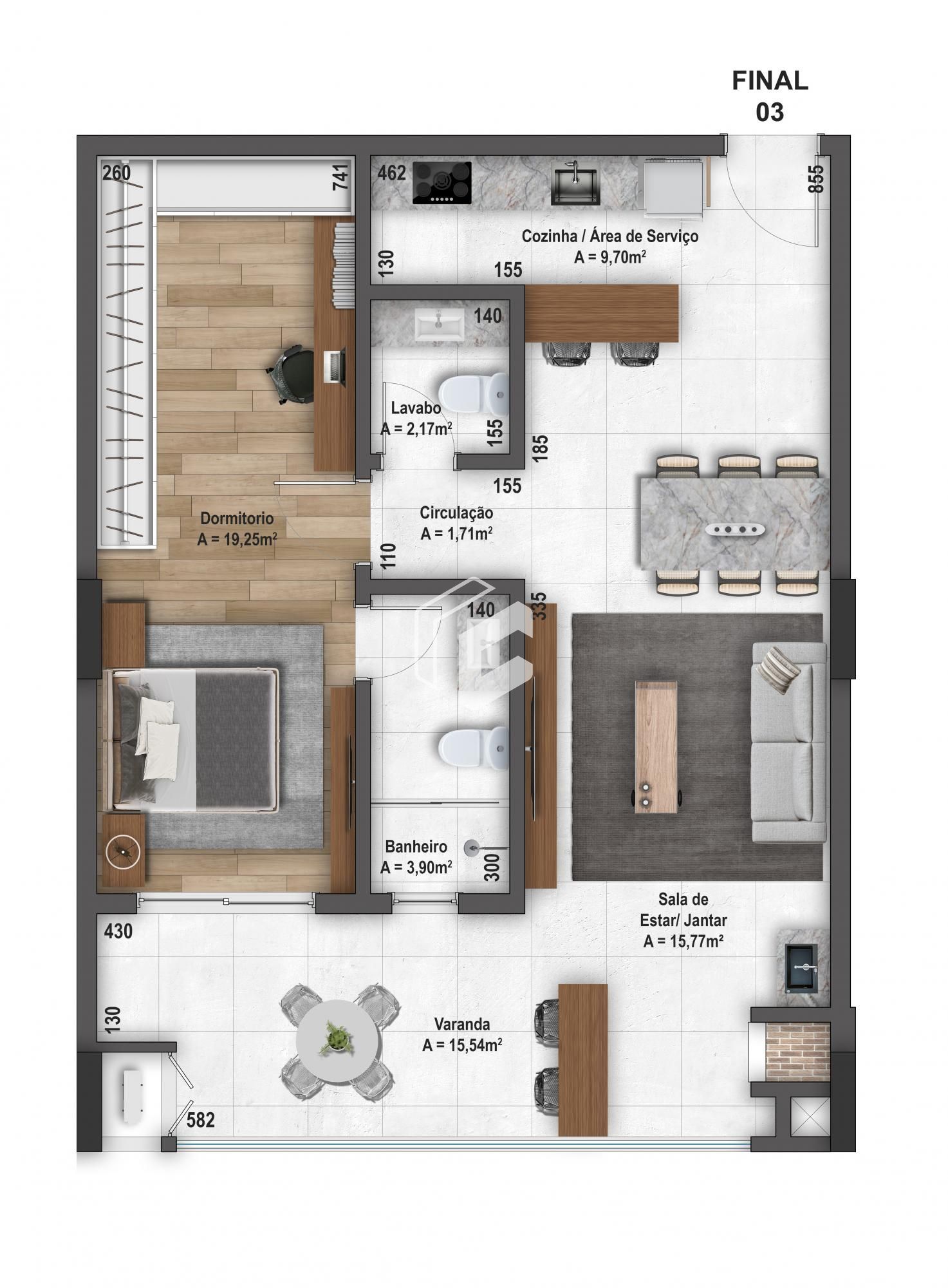 Apartamento à venda com 1 quarto, 78m² - Foto 2