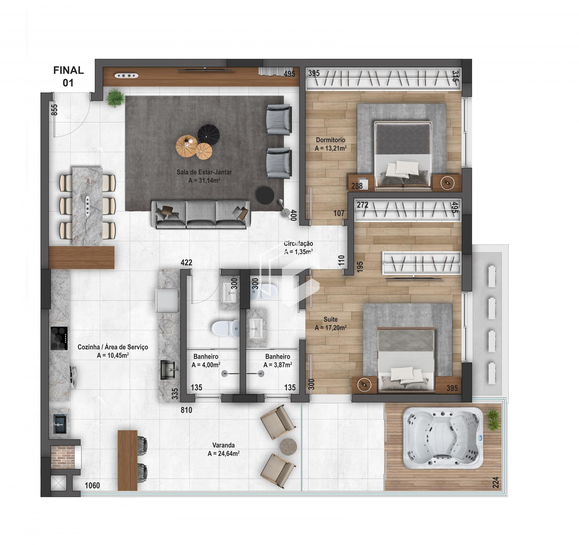 Apartamento à venda com 2 quartos, 122m² - Foto 2