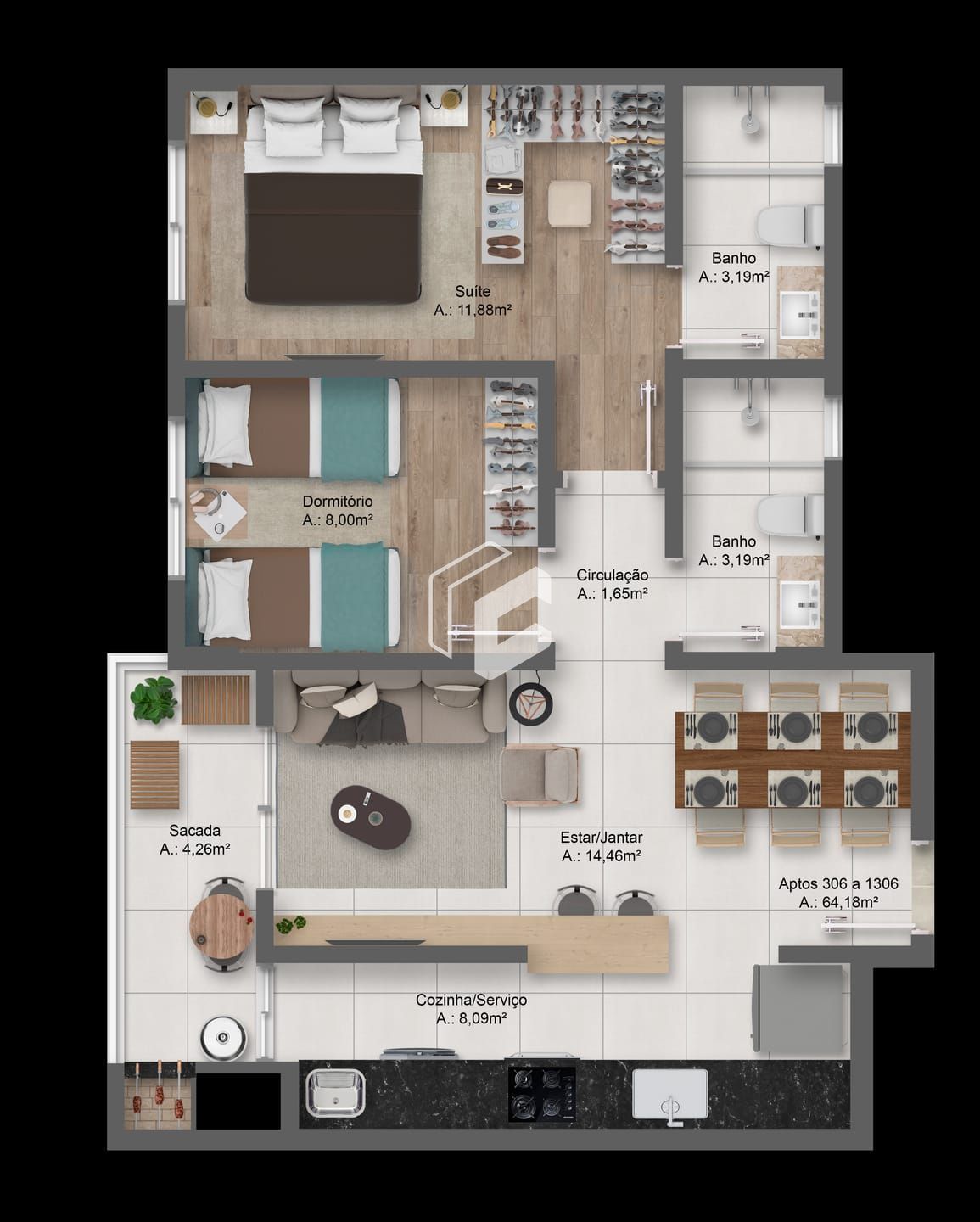Apartamento, 2 quartos, 64 m² - Foto 15