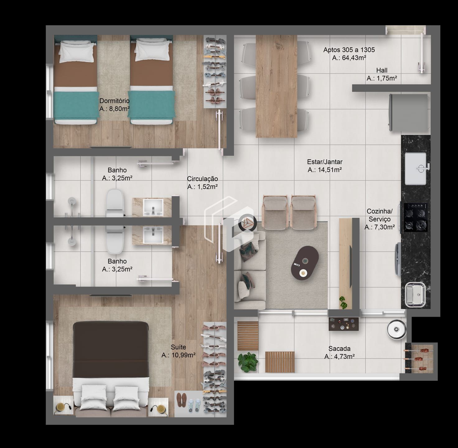 Apartamento, 2 quartos, 64 m² - Foto 15