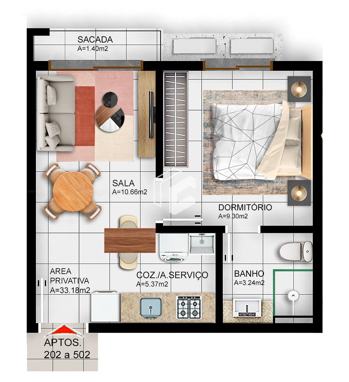 Apartamento à venda com 1 quarto, 33m² - Foto 3