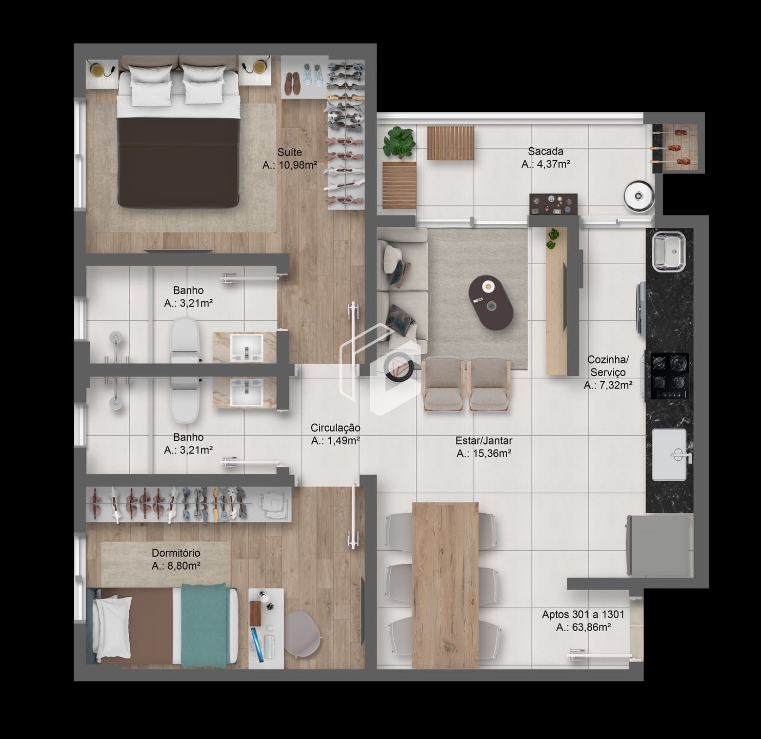 Apartamento, 2 quartos, 63 m² - Foto 15