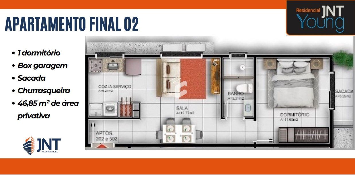 Apartamento, 1 quarto, 46 m² - Foto 3