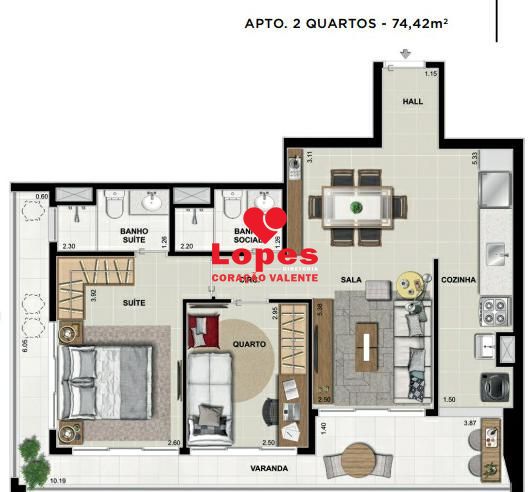 Apartamento à venda com 2 quartos, 74m² - Foto 14