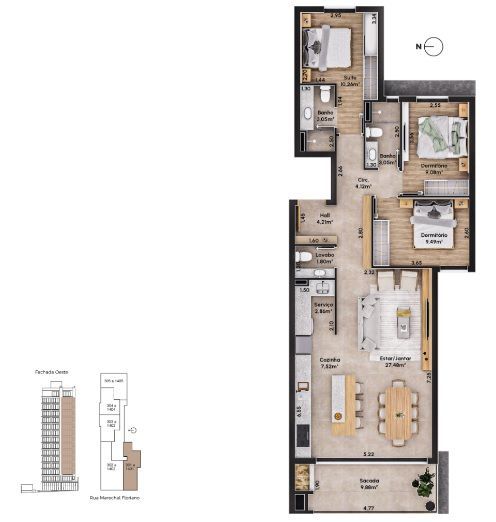 Apartamento à venda com 3 quartos, 108m² - Foto 3