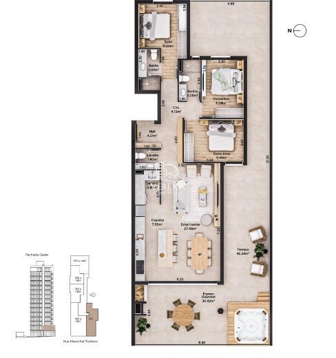 Apartamento à venda com 3 quartos, 179m² - Foto 3