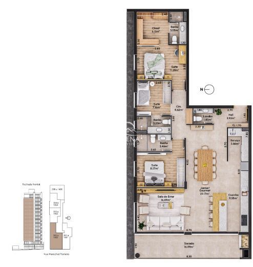 Apartamento à venda com 3 quartos, 142m² - Foto 3