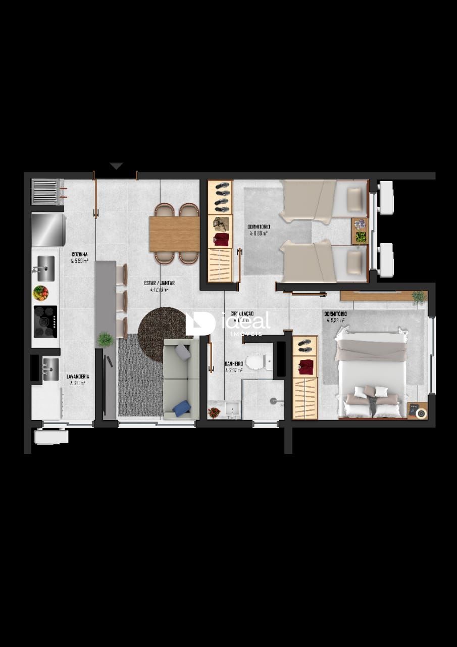 Apartamento de 2 quartos, 51m² no bairro Nossa Senhora do Rosário, em Santa Maria | Eu Corretor
