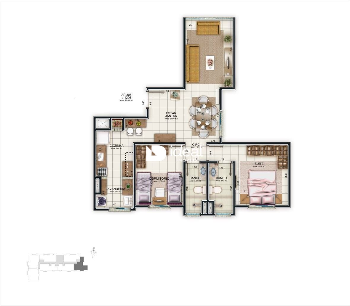 Apartamento de 2 quartos, 75m² no bairro Nossa Senhora das Dores, em Santa Maria | Eu Corretor