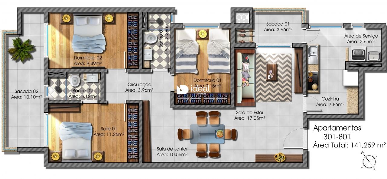 Apartamento de 3 quartos, 141m² no bairro Nossa Senhora Medianeira, em Santa Maria | Eu Corretor