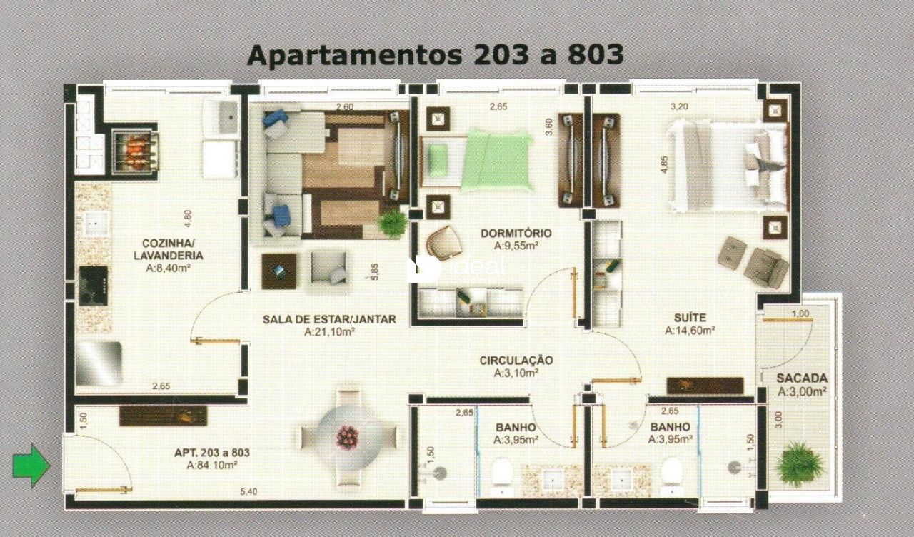 Apartamento de 2 quartos, 83m² no bairro Nossa Senhora de Fátima, em Santa Maria | Eu Corretor