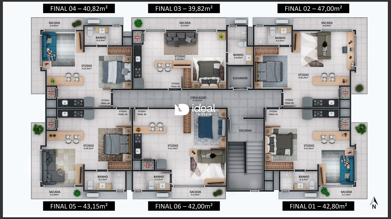 Studio de 1 quarto, 40m² no bairro Boi Morto, em Santa Maria | Eu Corretor