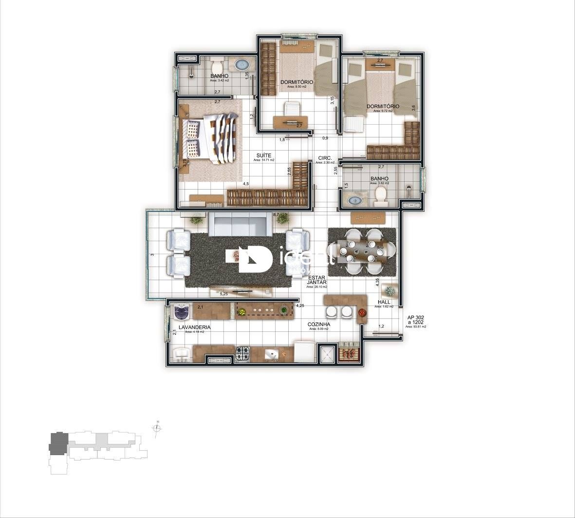 Apartamento de 3 quartos, 93m² no bairro Nossa Senhora das Dores, em Santa Maria | Eu Corretor