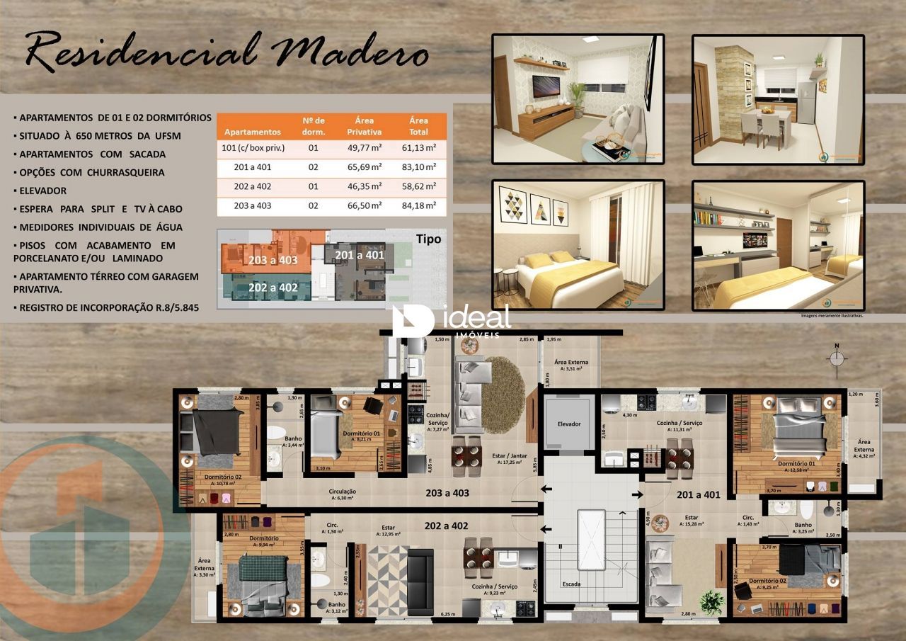 Apartamento de 2 quartos, 66m² no bairro Camobi, em Santa Maria | Eu Corretor