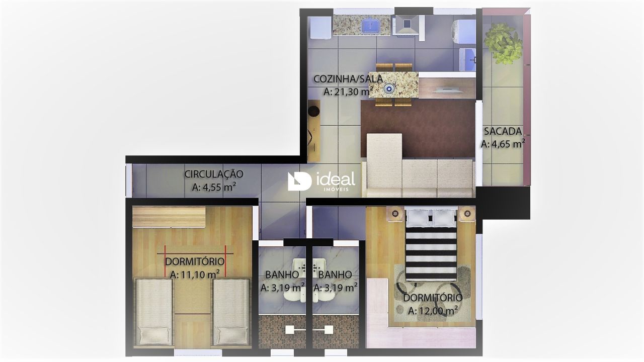 Apartamento de 2 quartos, 72m² no bairro Pé de Plátano, em Santa Maria | Eu Corretor