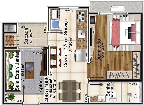Apartamento de 1 quarto, 40m² no bairro Nossa Senhora de Lourdes, em Santa Maria | Eu Corretor