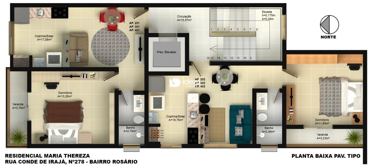 Apartamento de 1 quarto, 44m² no bairro Nossa Senhora do Rosário, em Santa Maria | Eu Corretor