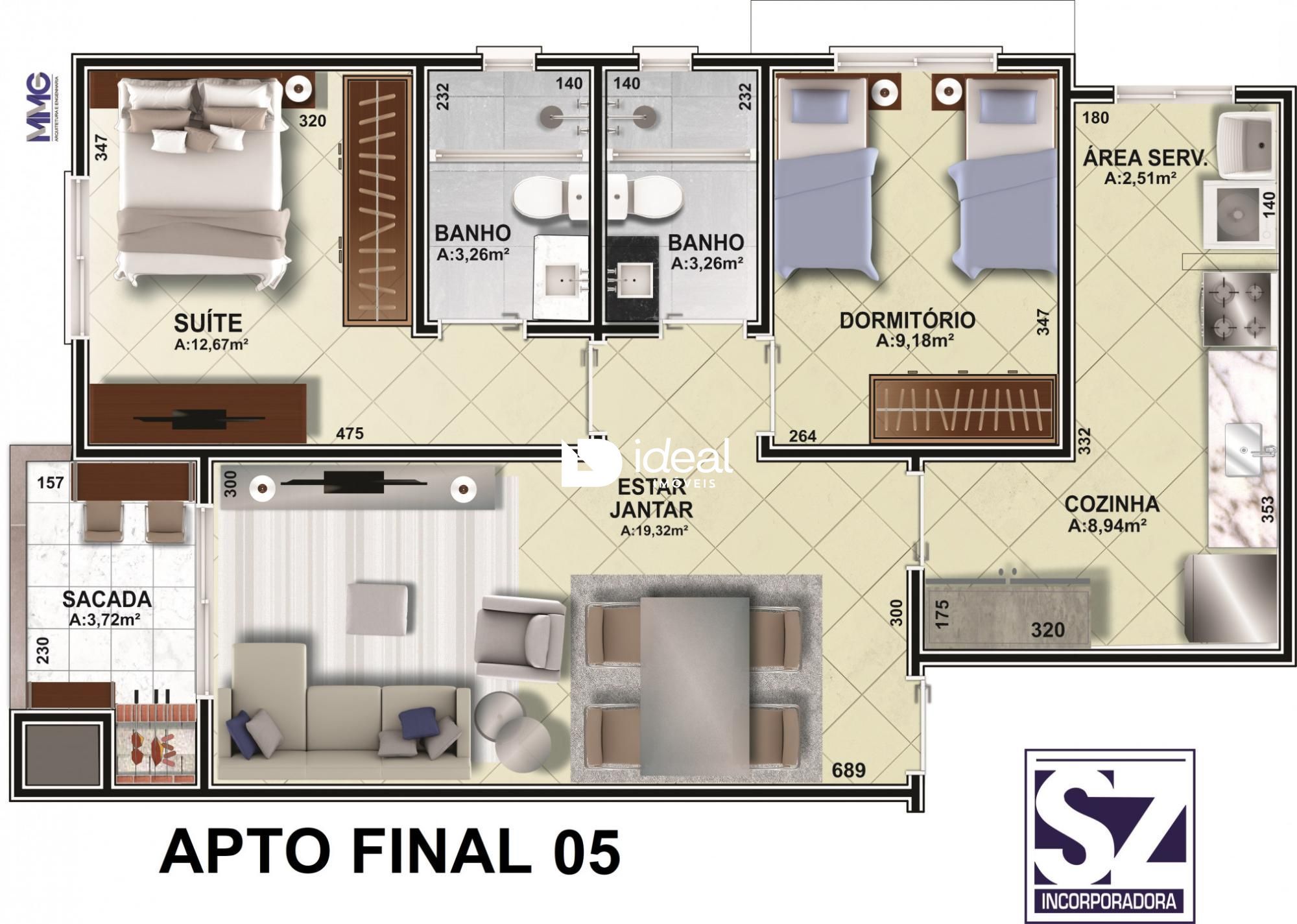 Apartamento de 2 quartos, 76m² no bairro Nossa Senhora do Rosário, em Santa Maria | Eu Corretor