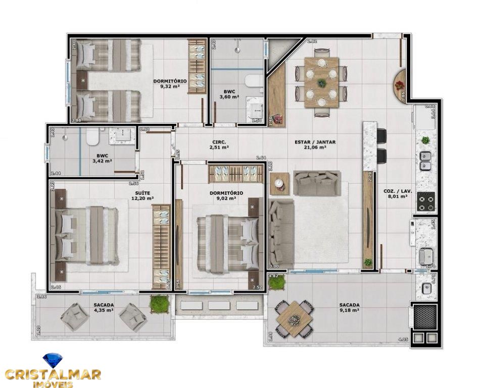 Apartamento à venda com 3 quartos, 92m² - Foto 4