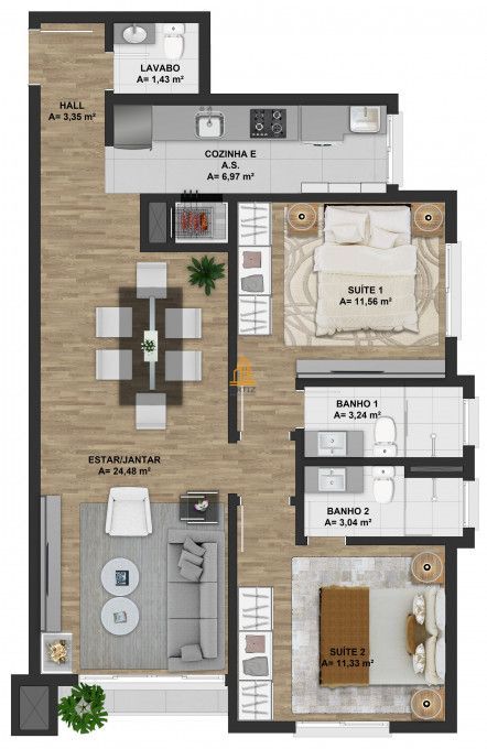 Apartamento à venda com 1 quarto, 48m² - Foto 7