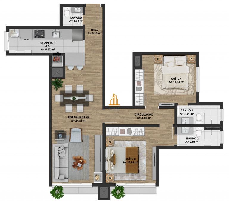 Apartamento à venda com 1 quarto, 48m² - Foto 8