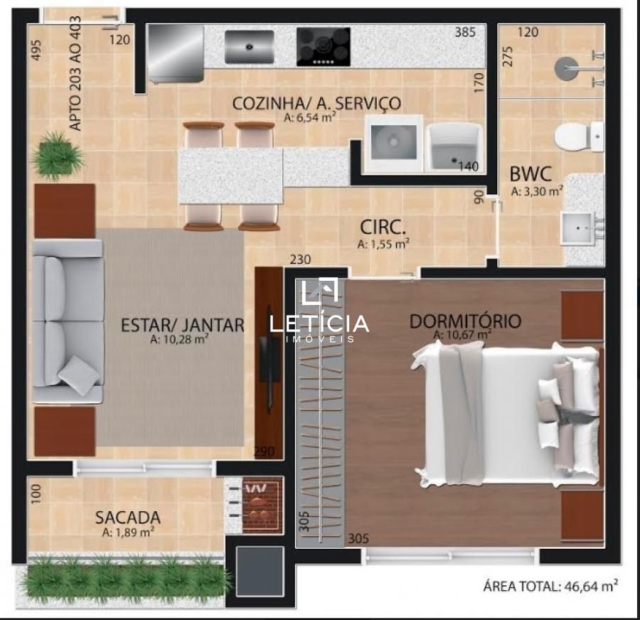 Apartamento com 1 Dormitórios à venda, 1 m² por R$ 175.000,00