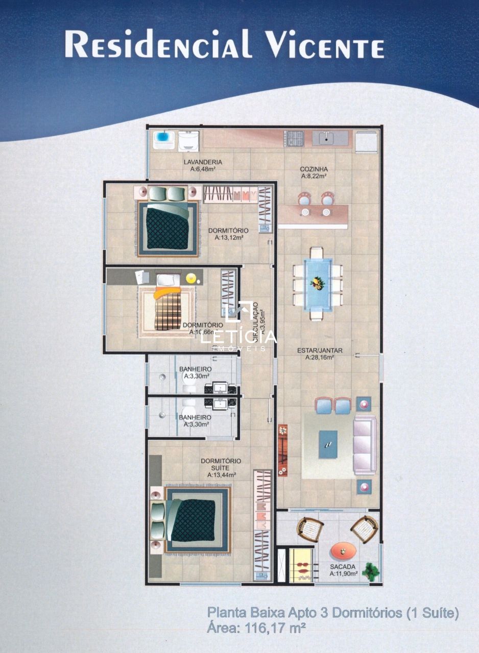 Apartamento com 3 Dormitórios à venda, 116 m² por R$ 640.000,00