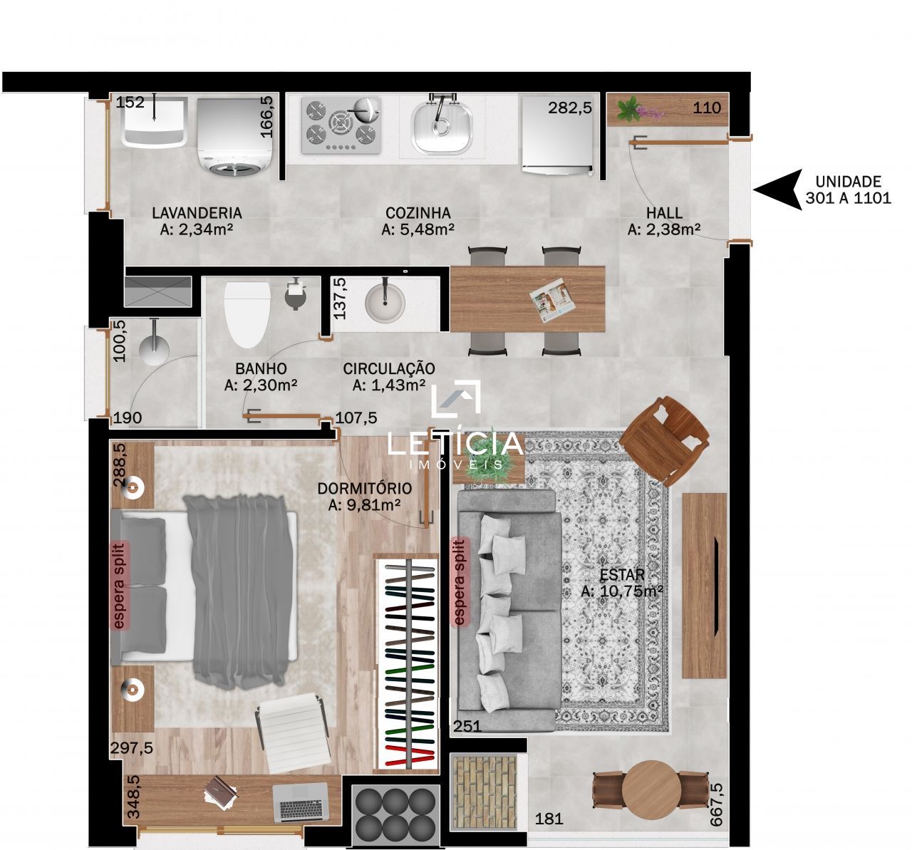 Apartamento com 1 Dormitórios à venda, 42 m² por R$ 255.729,00