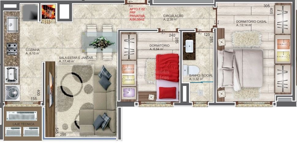 Apartamento à venda com 2 quartos, 56m² - Foto 4