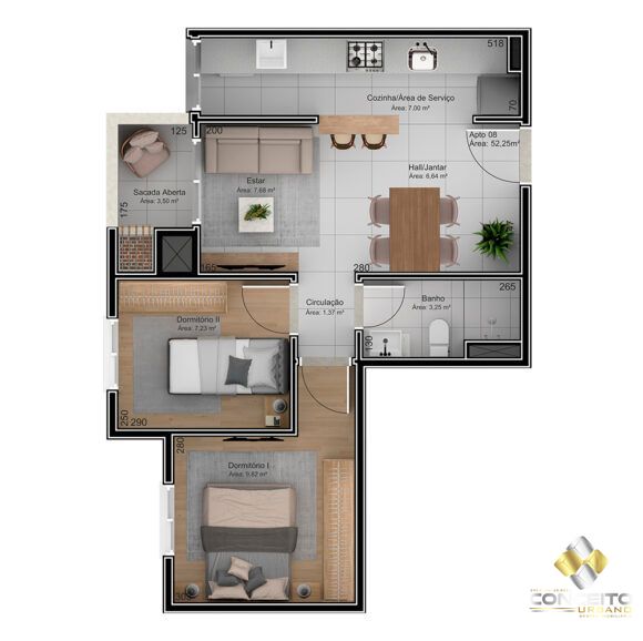 Apartamento de 2 quartos, 52m² no bairro Maria Goretti, em Bento Gonçalves | Eu Corretor