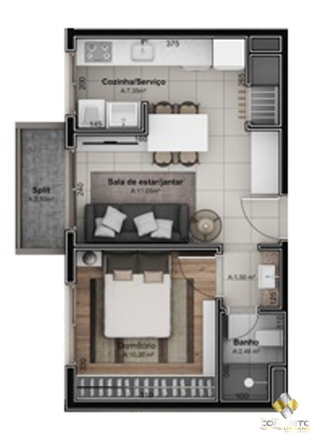 Apartamento de 1 quarto, 43m² no bairro Humaitá, em Bento Gonçalves | Eu Corretor