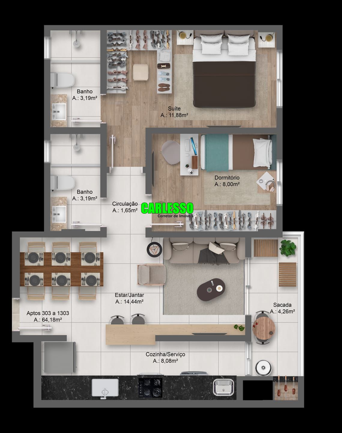 Apartamento à venda com 2 quartos, 63m² - Foto 13