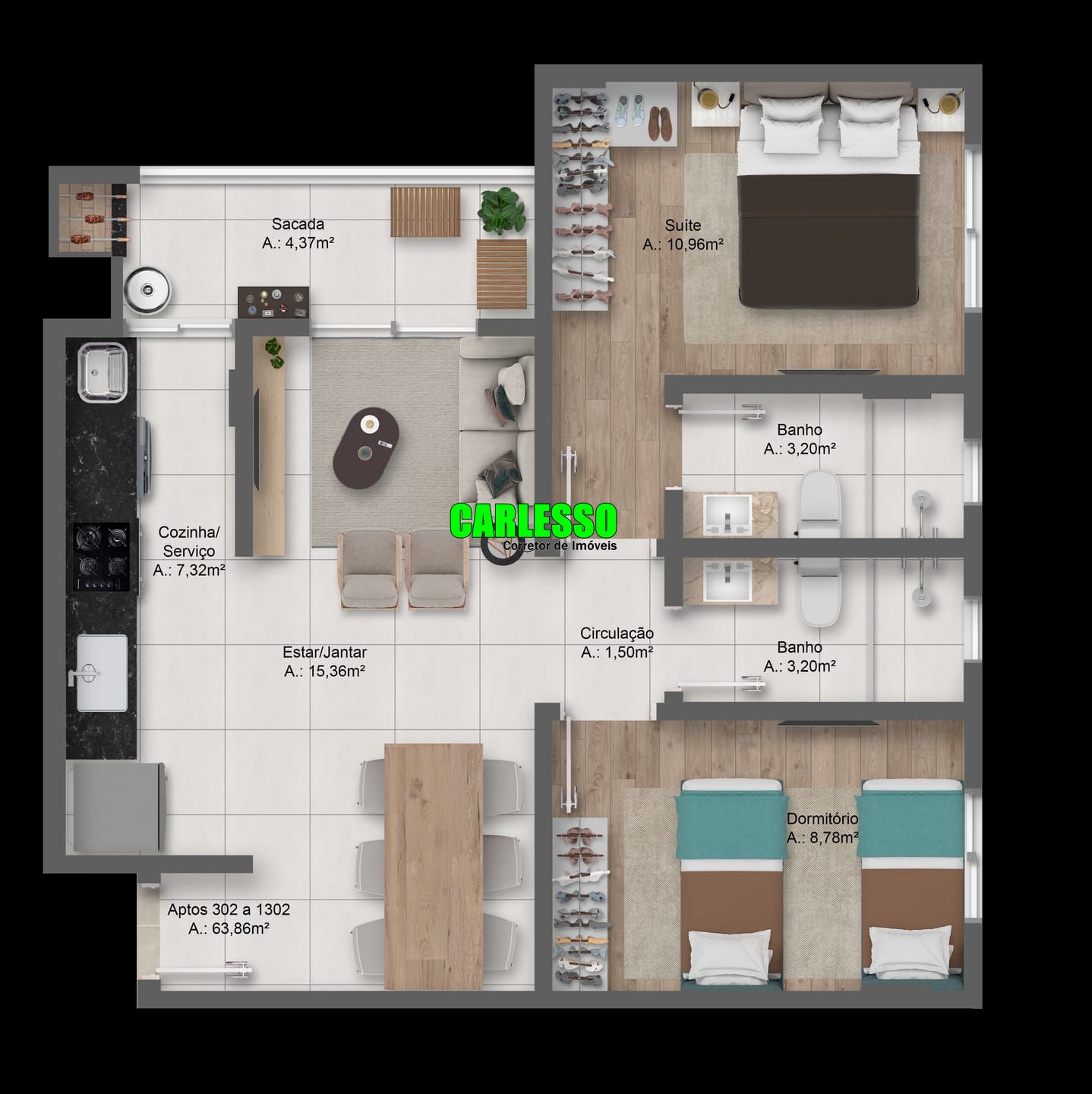 Apartamento à venda com 2 quartos, 63m² - Foto 12