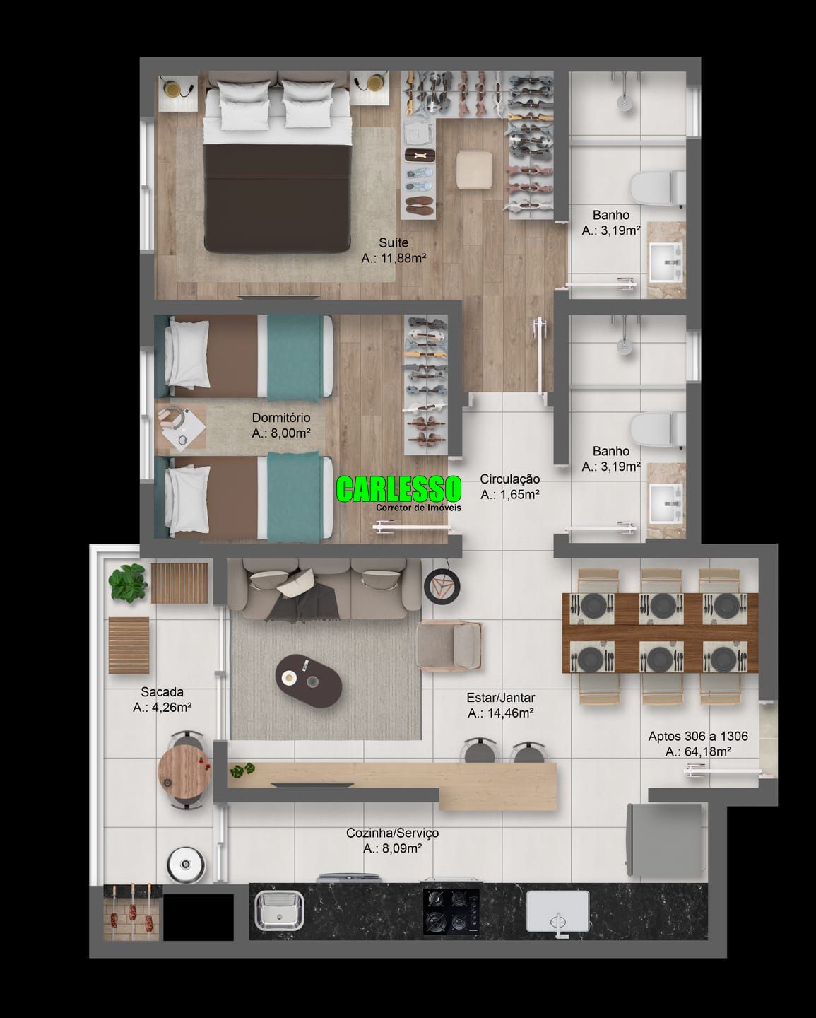 Apartamento à venda com 2 quartos, 64m² - Foto 14