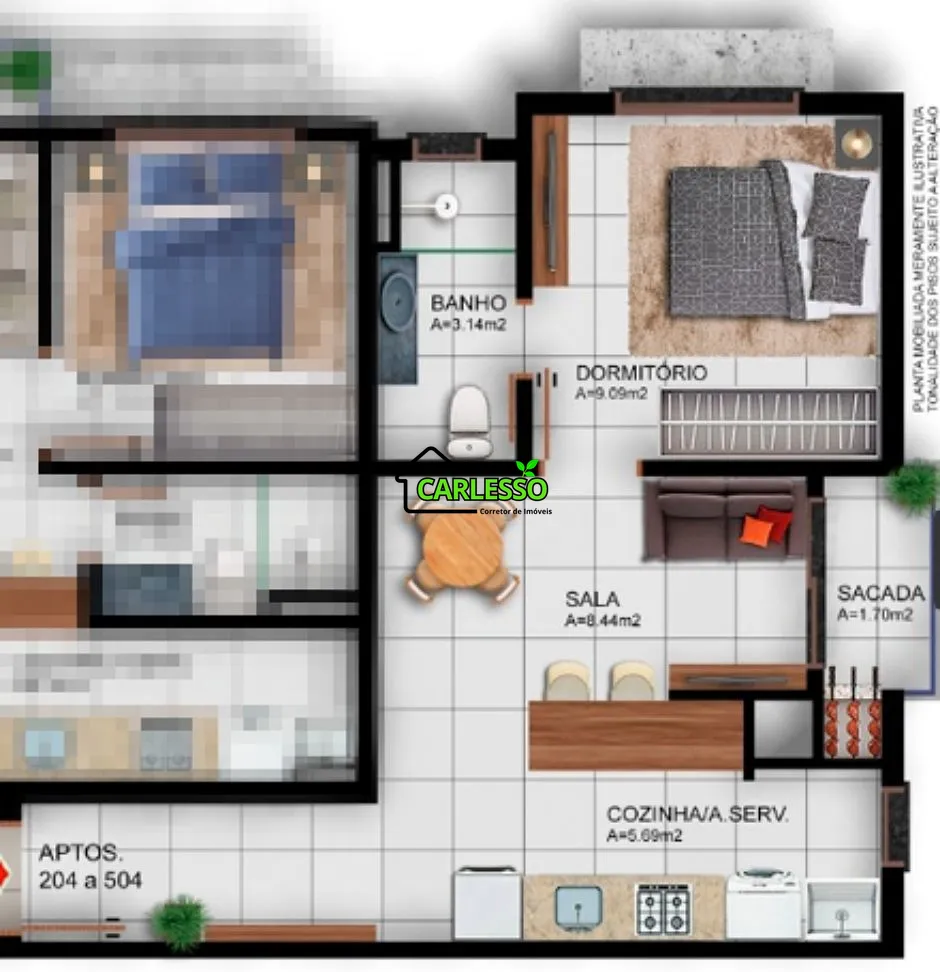 Apartamento com 1 Dormitórios à venda, 40 m² por R$ 310.000,00 Apartamento com 1 Dormitórios à venda, 40 m² por R$ 310.000,00