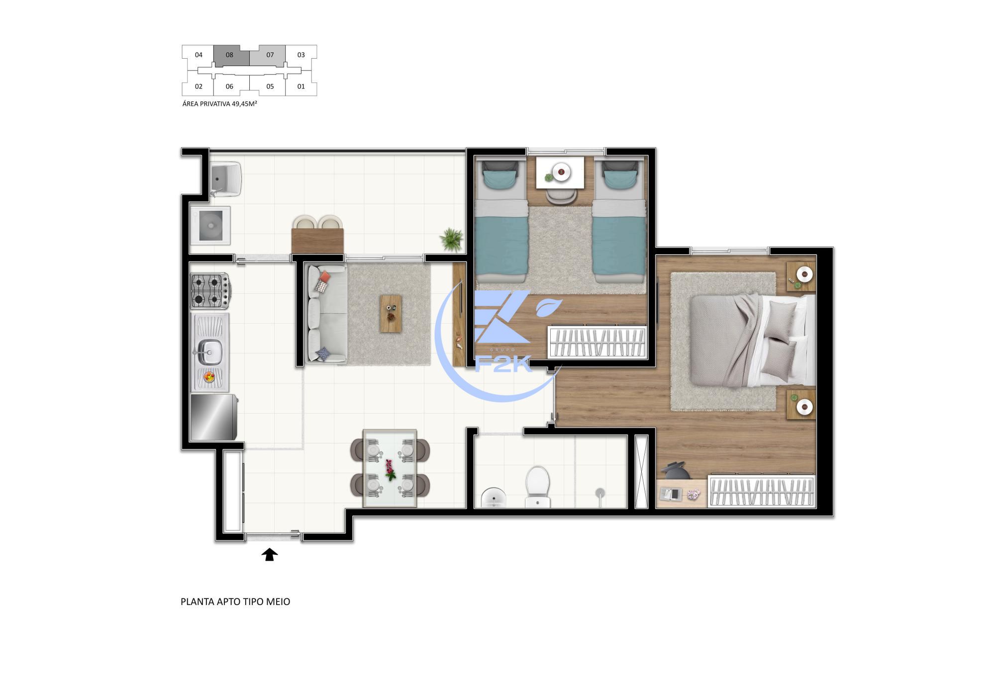 Apartamento, 2 quartos, 49 m² - Foto 2
