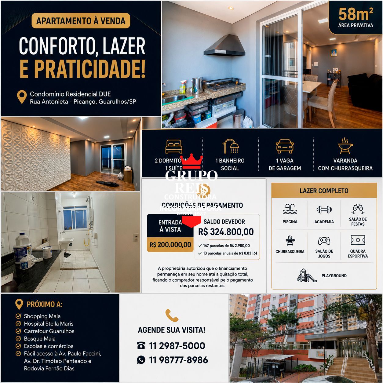 Apartamento à venda condomínio residencial due – picanço gua - foto 1