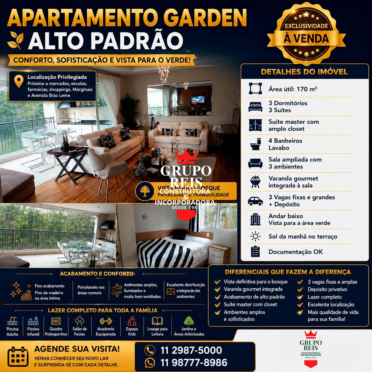 Apartamento garden de alto padrão sofisticação, conforto e v