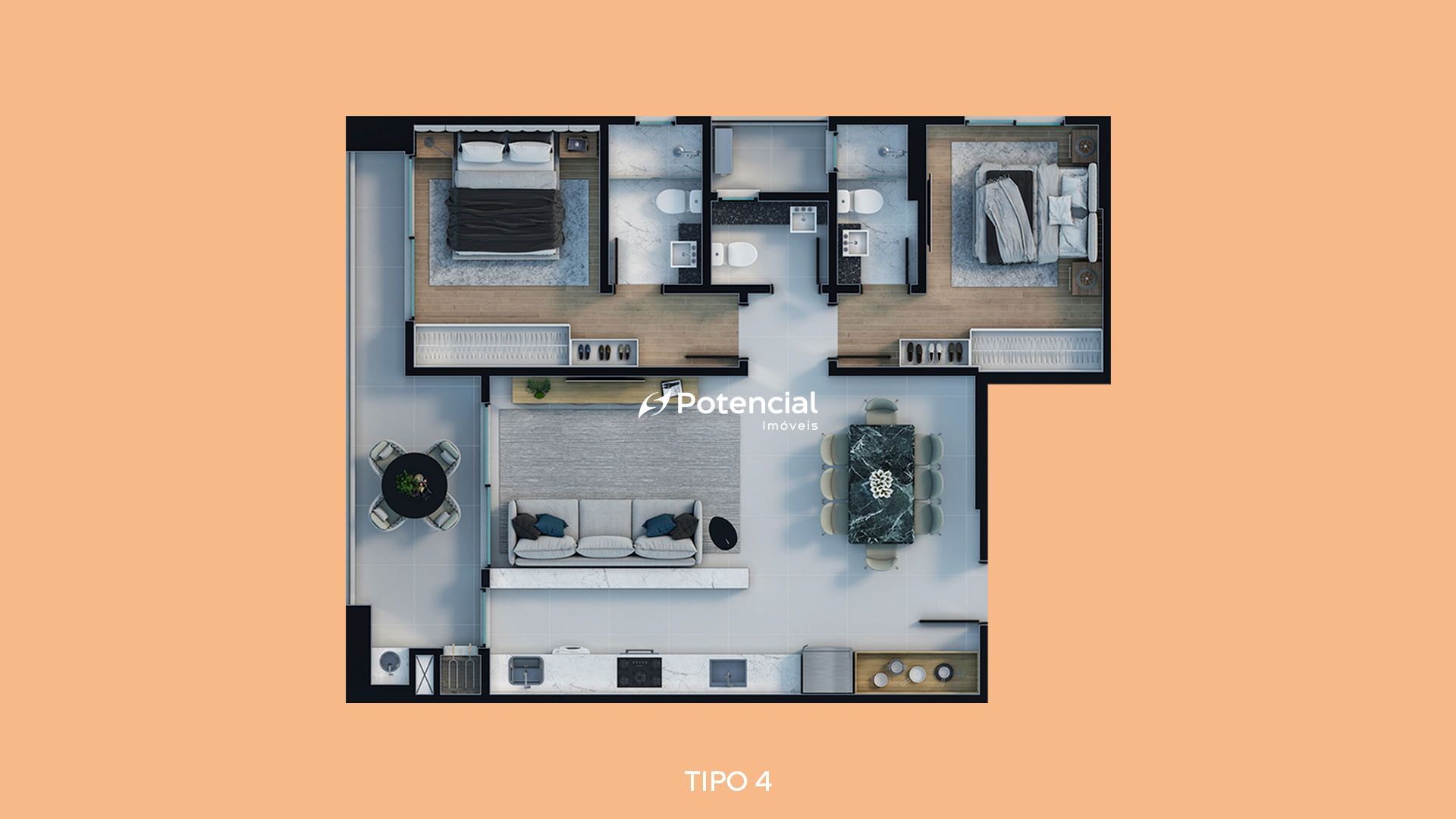 Planta tipo 4 | Empreendimento Diamond Hill