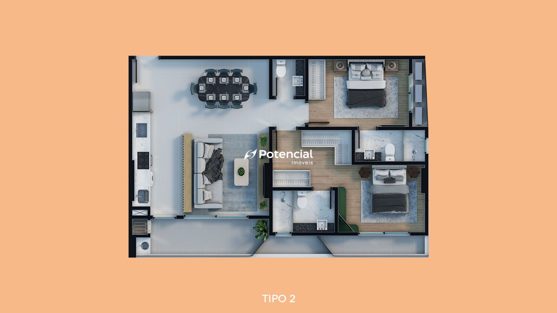 Planta tipo 2 | Empreendimento Diamond Hill