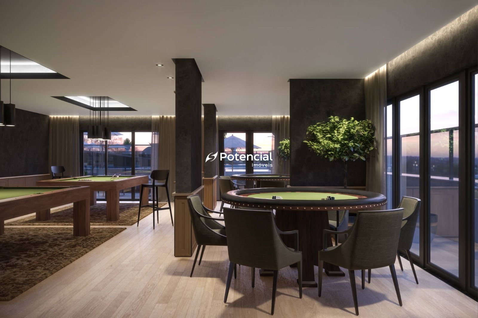 Sala de jogos com mesa de carteado e snooker Gran Ducado Residence