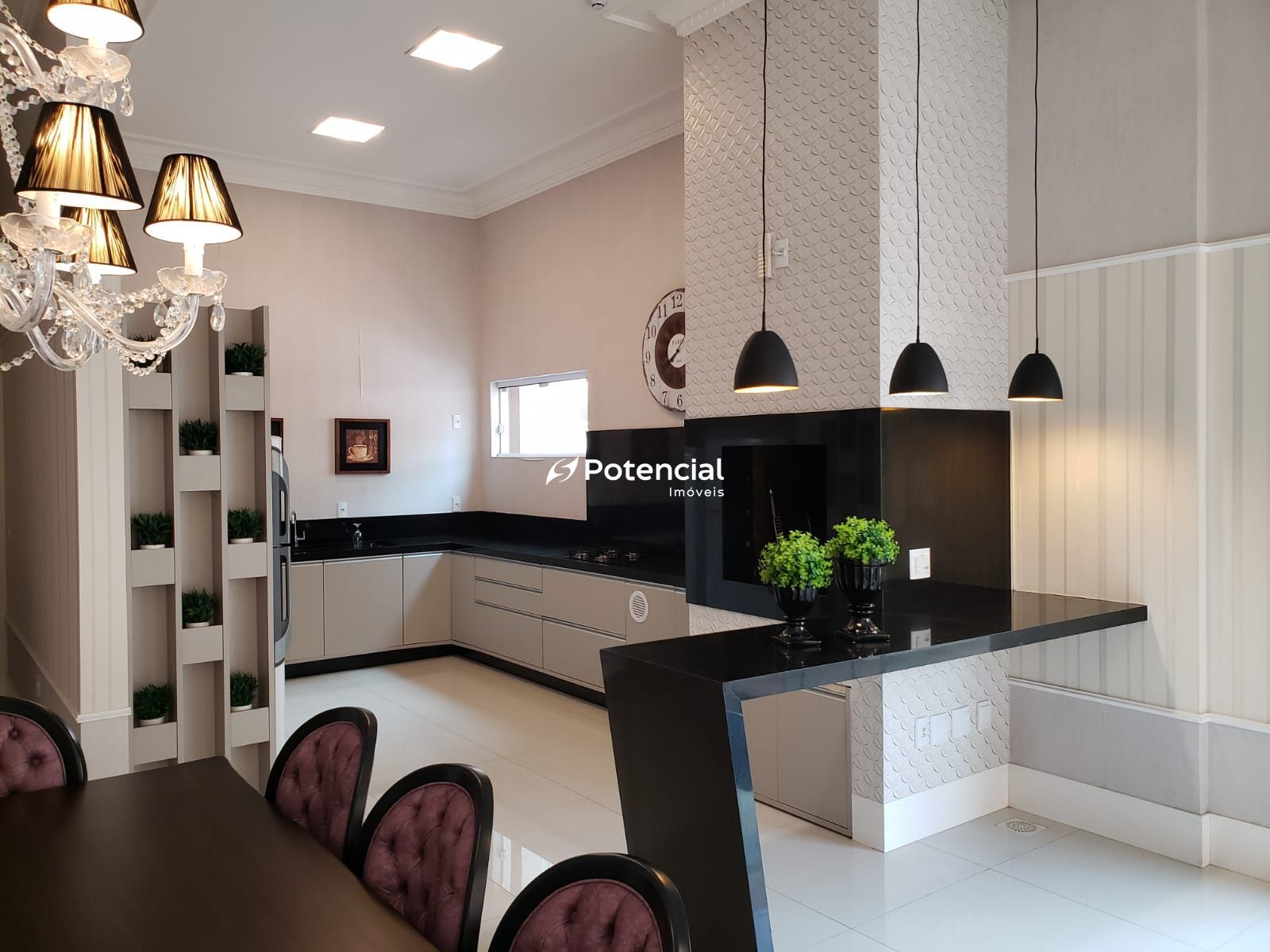 Área gourmet do salão de festas com churrasqueira l Residencial Provincia di Vicenza
