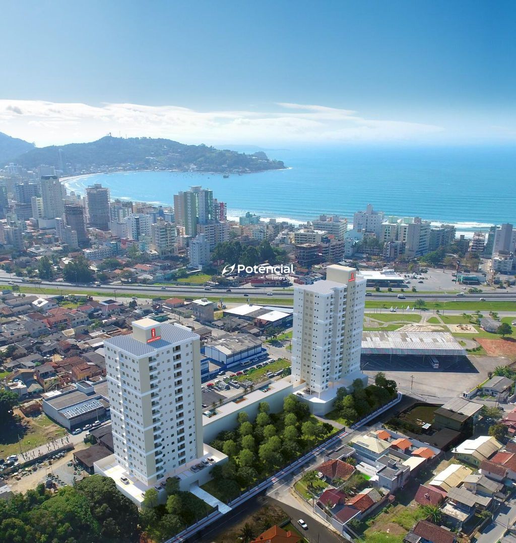 Vista aérea com projeção do empreendimento em local real l Blue Garden Residence